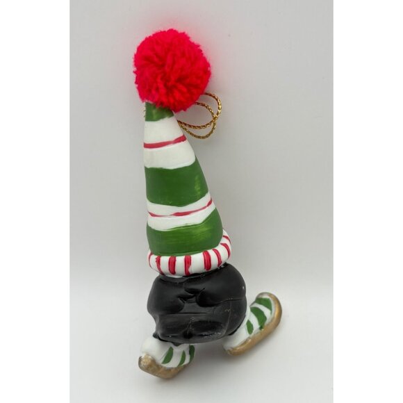 Vintage Ice Skating Penguin Christmas Tree Ornament Striped Hat Hand Painted - Picture 2 of 6